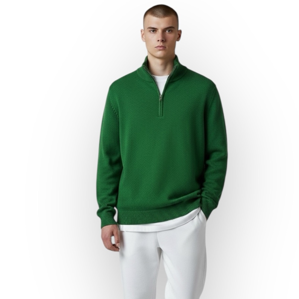 NWT Brown Jury Men’s European Wool Cotton Sweater Made in Spain Green EU 54 US L